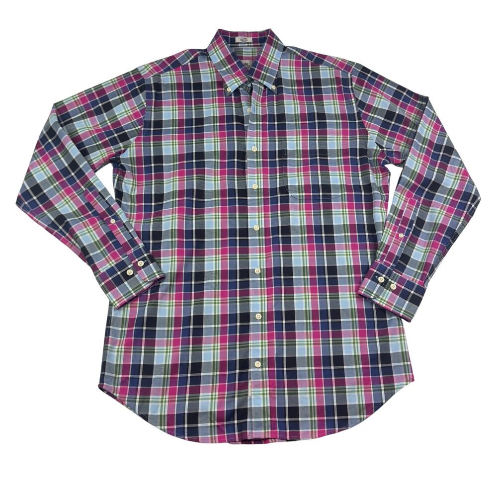 Peter Millar Nanoluxe Easycare Lightweight Plaid Button Down Shirt Men's Size M